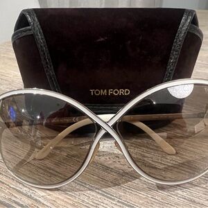 Tom Ford Women's White and Silver Framed Sunglasses